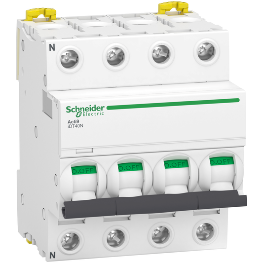 Schneider Electric-A9P24440-Acti9 iDT40N - Disjoncteur modulaire - 4P - 40A - Courbe C - 6000A/10kA