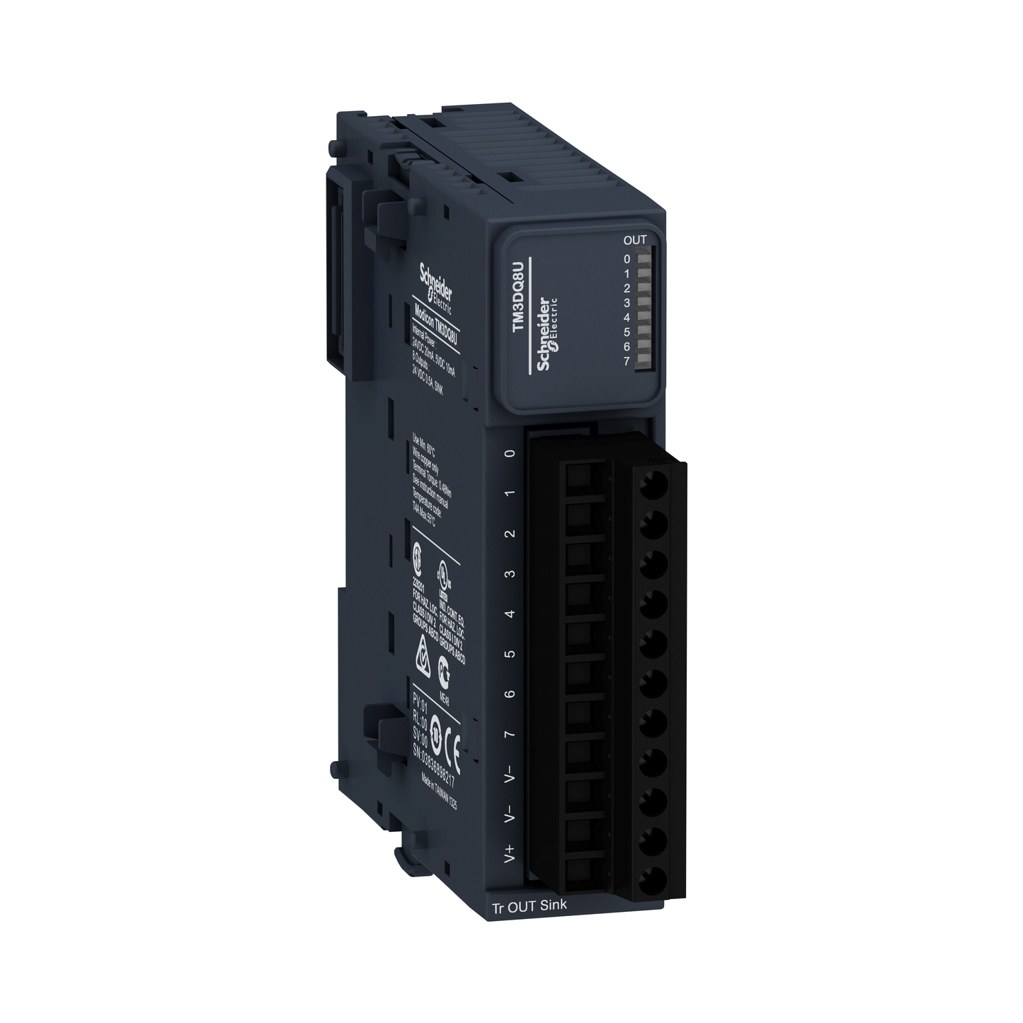 Schneider Electric-TM3DQ8U-Modicon TM3, module 8 sorties TOR, NPN 0,5A, à vis