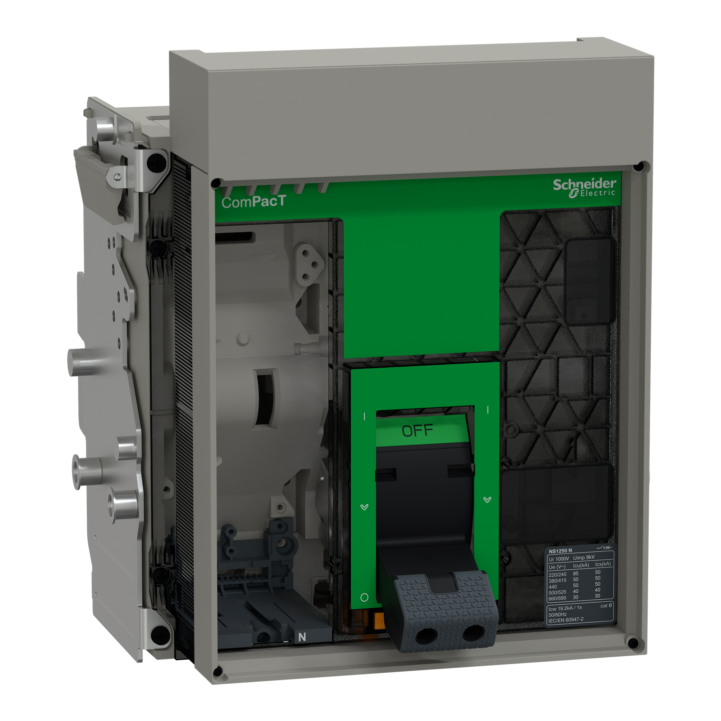 Schneider Electric-C125N3WM-ComPacT NS1250N - bloc coupure ss déclencheur - 1250A - 3P - 50kA - débro manuel