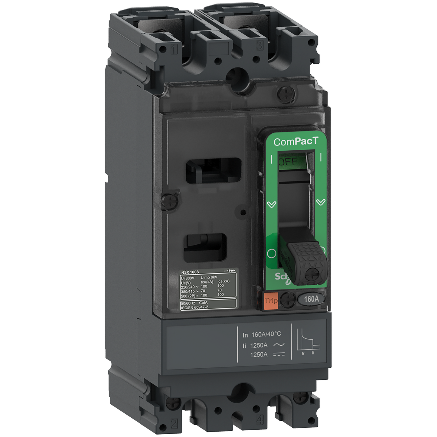 Schneider Electric-C10S2TM063-ComPacT NSX100S - Disjoncteur - TM-D 63A - 2P2D - 100kA - montage fixe