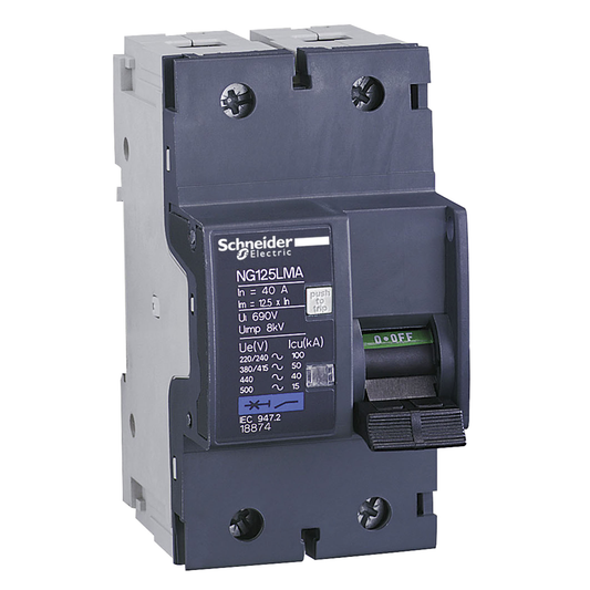 Schneider Electric-18876-Acti9 NG125LMA - Disjoncteur moteur - 80A - 2P 2d - déclencheur mag