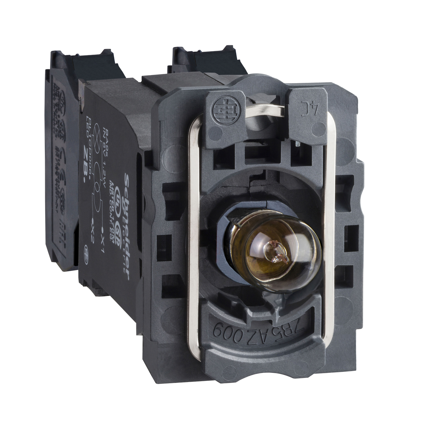 Schneider Electric-ZB5AW045-Harmony XB5 - corps bouton poussoir lumineux BA9s - 1O+1F - transfo 230V - vis