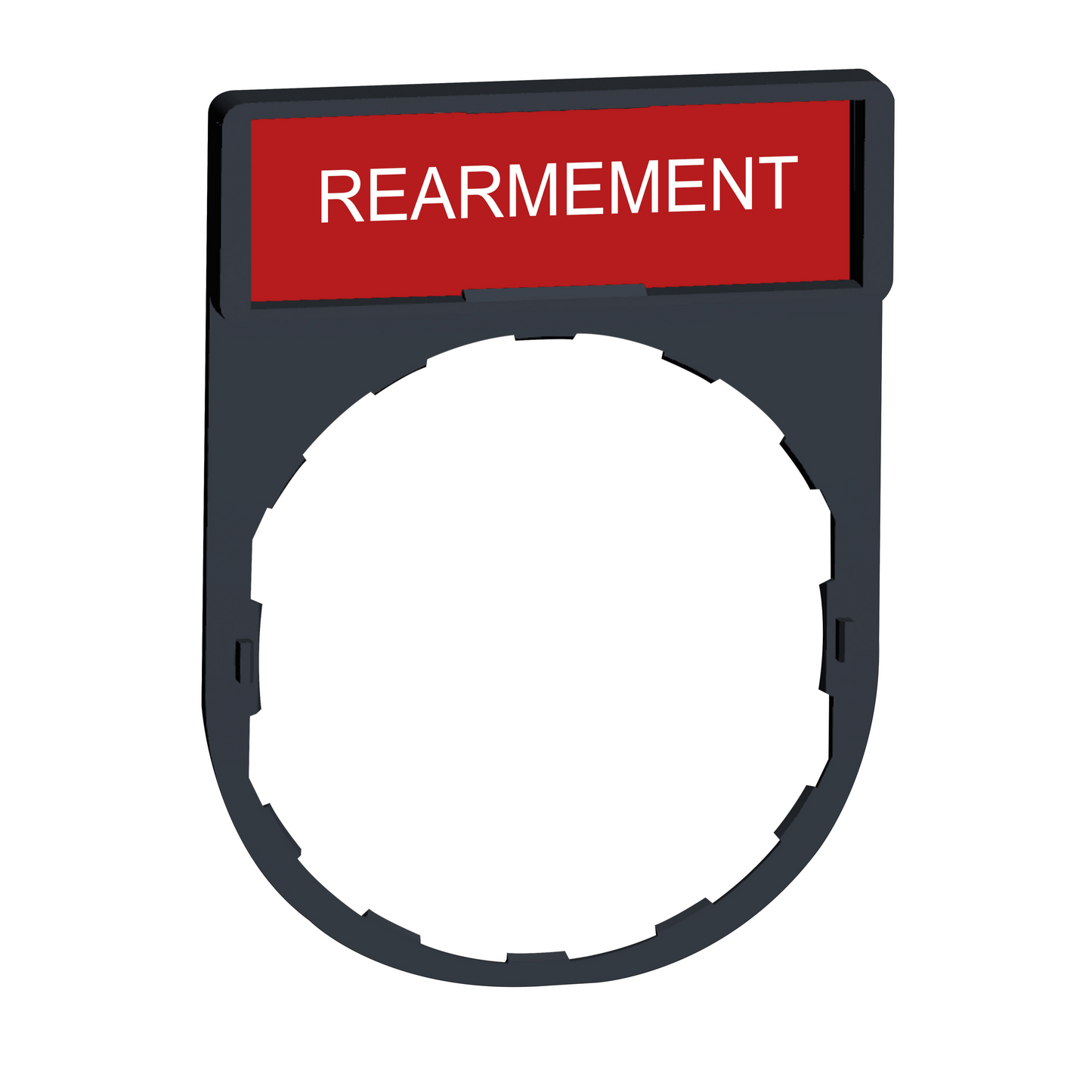 Schneider Electric-ZBY2123-Harmony - porte-étiquette 30x40 + étiquette 'REARMEMENT' 8x27 - blanc/rouge