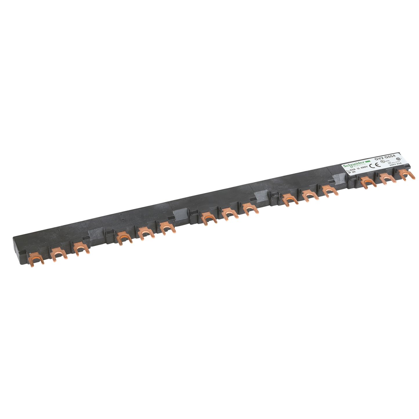 Schneider Electric-GV2G554-TeSys GV - jeu de barre tripolaire - 63A - 5 dérivations - pas 54 mm