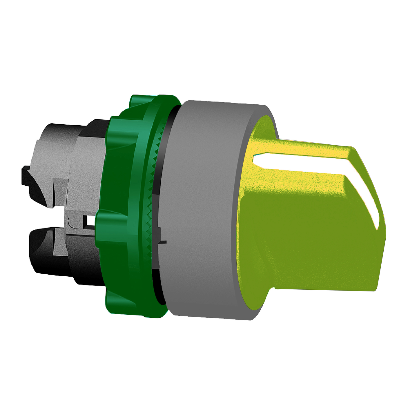 Schneider Electric-ZB5AD505C0-Harmony XB5 - tête bouton tournant - Ø22 - col grise - 3 pos rap au C - jaune