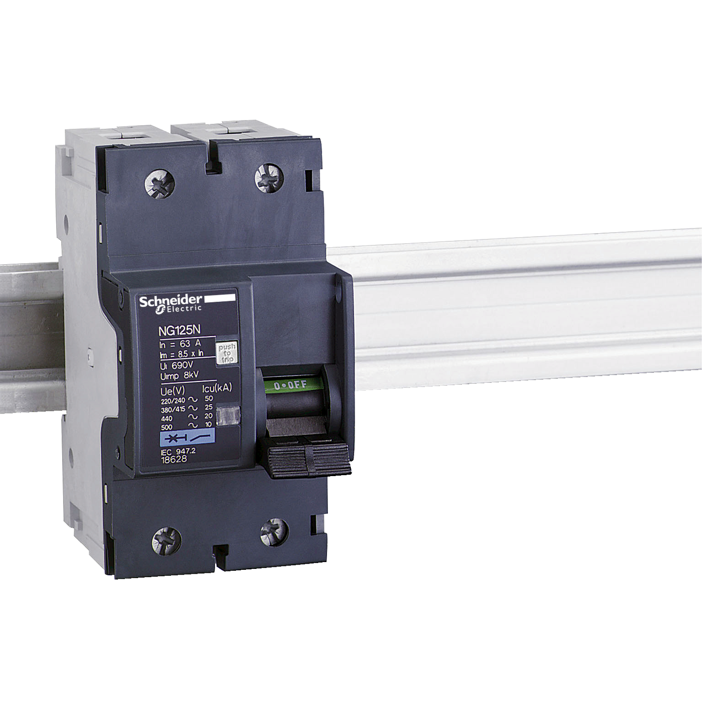 Schneider Electric-18629-Acti9 NG125N - Disjoncteur modulaire - 2P - 80A - Courbe C - 25kA