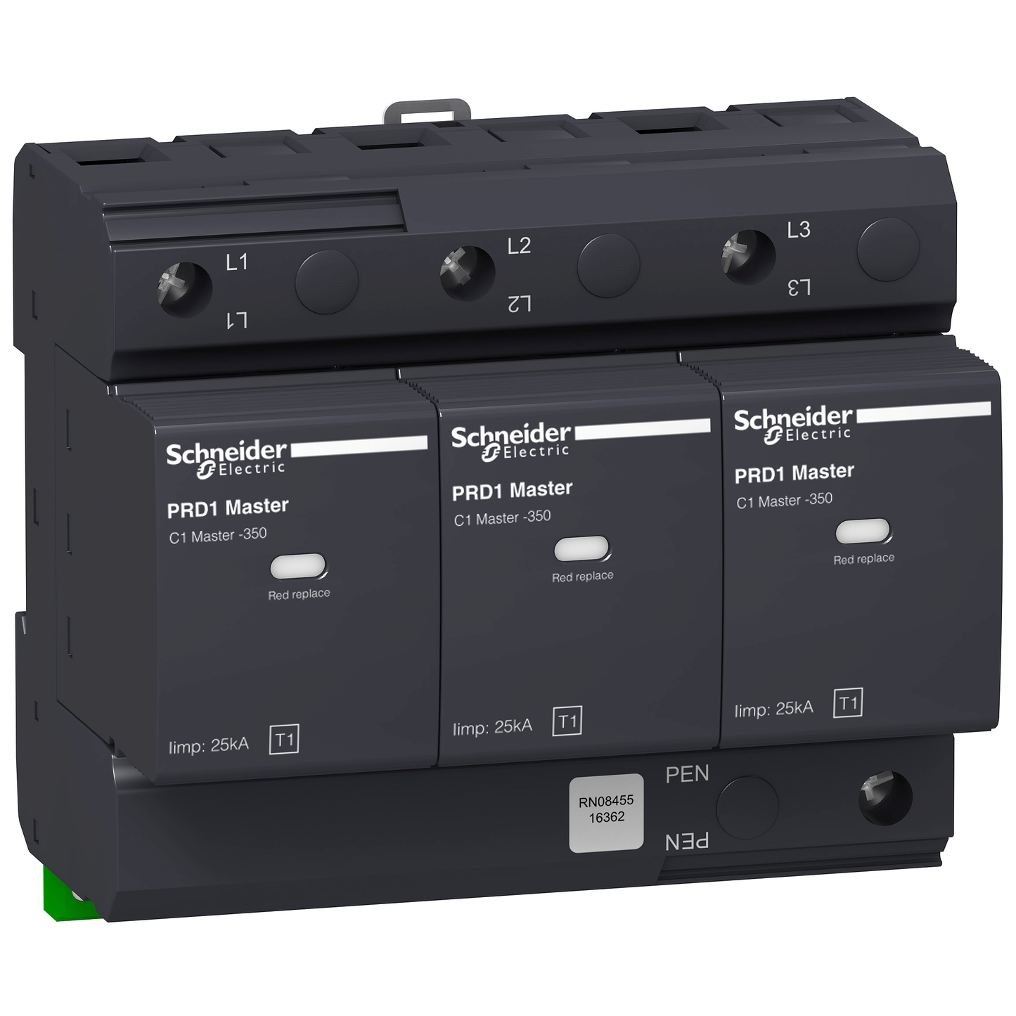 Schneider Electric-16362-Acti9 - Parafoudre PRD1 - 3P - Master Débrochable - 350V - report signalisation