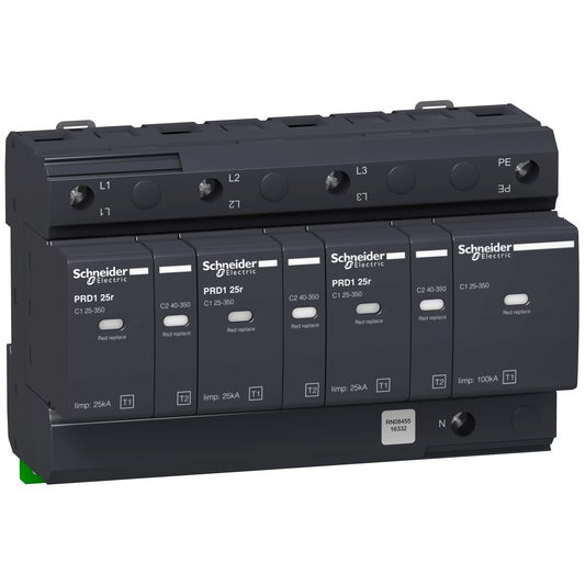 Schneider Electric-16332-Acti9 - Parafoudre PRD1 25r - 3P+N - Débrochable - 350V - report signalisation