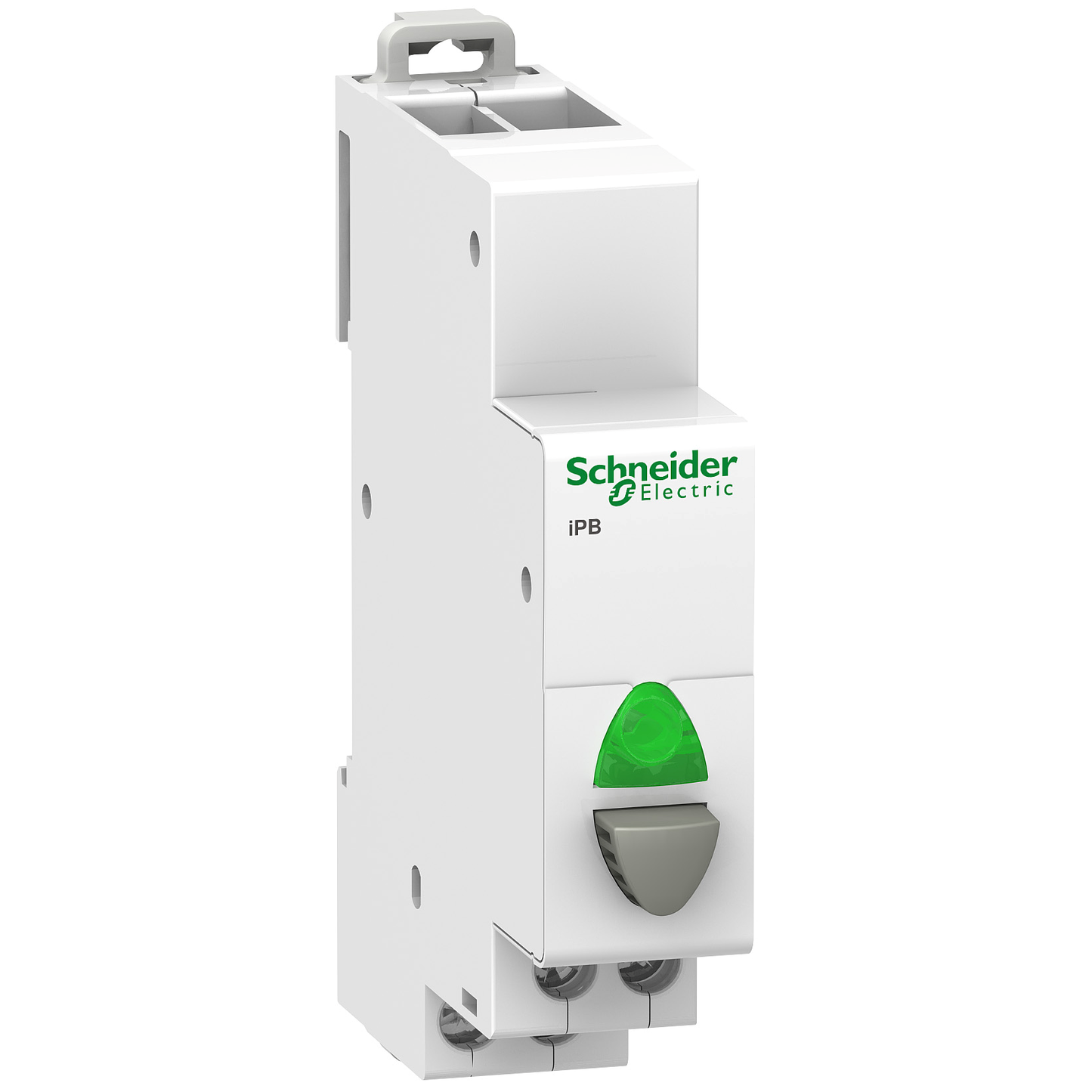Schneider Electric-A9E18036-Acti9, iPB bouton-poussoir lumineux 1 NO gris + voyant vert 110...230VCA