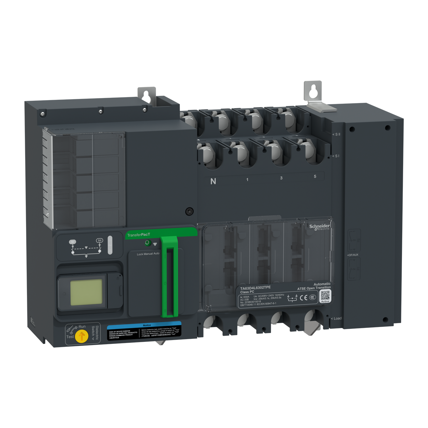 Schneider Electric-TA63D4L6302TPE-TransferPacT Active TA630 - inverseur de sources - LCD - 630A - 4P - 208Vca