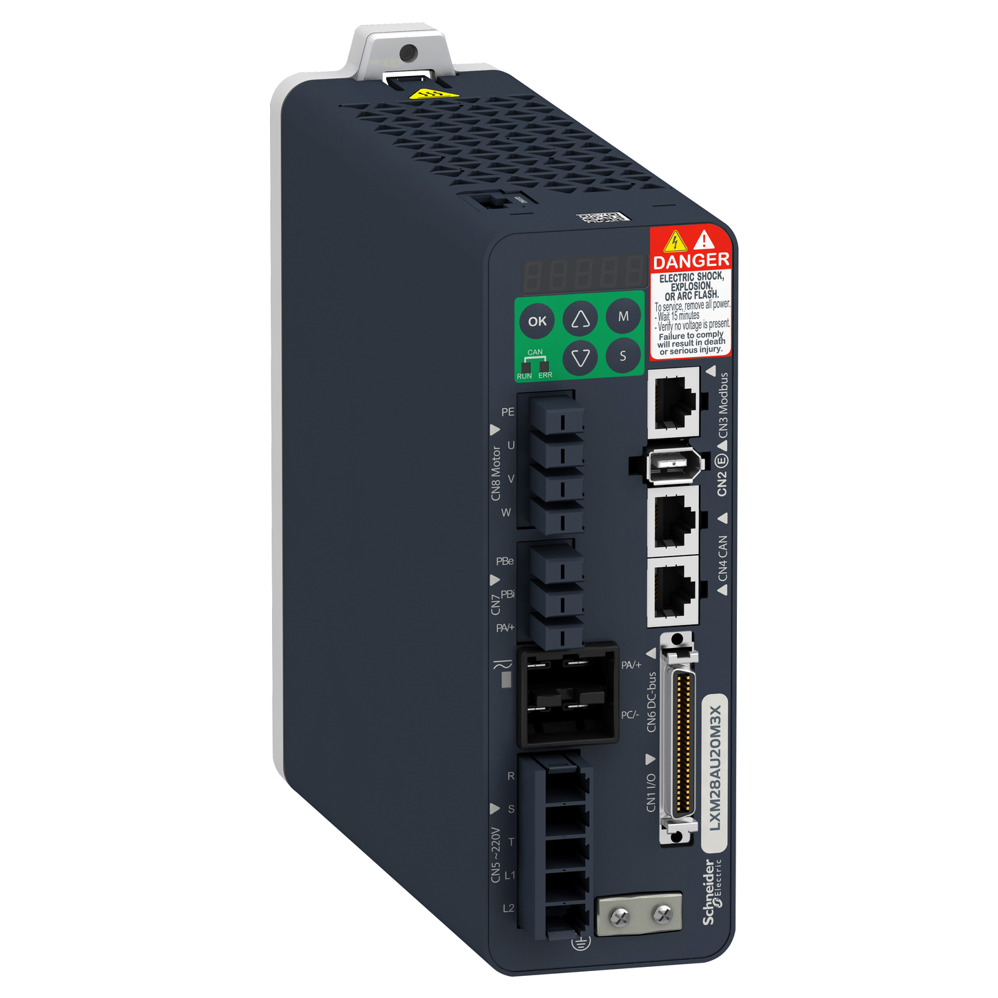 Schneider Electric-LXM28AU20M3X-Lexium-Variateur lxm28A Canopen 10E/5S-STO SIL2-Alimentation 1/3ph 230Vac 2,0kw