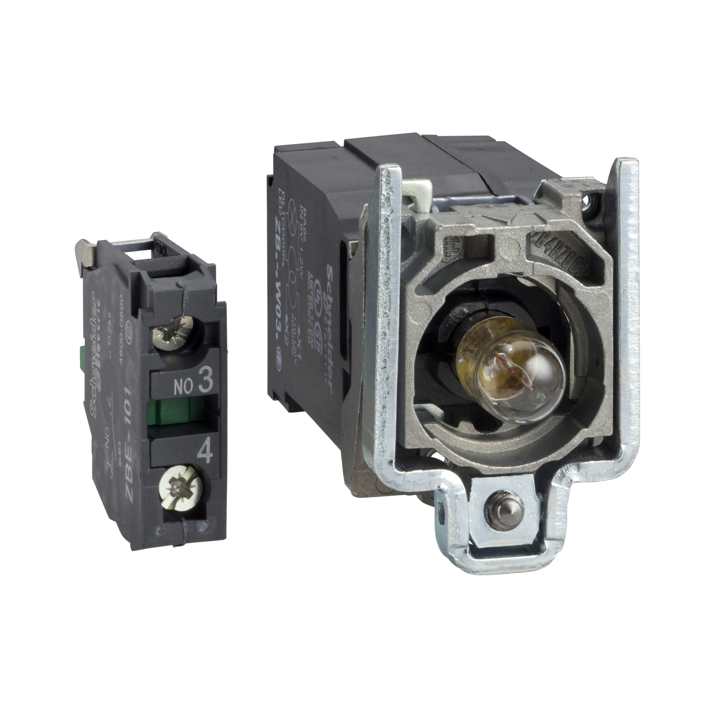 Schneider Electric-ZB4BW041-Harmony XB4 - corps bouton poussoir lumineux BA9s - 1F - transfo 230V - vis étr