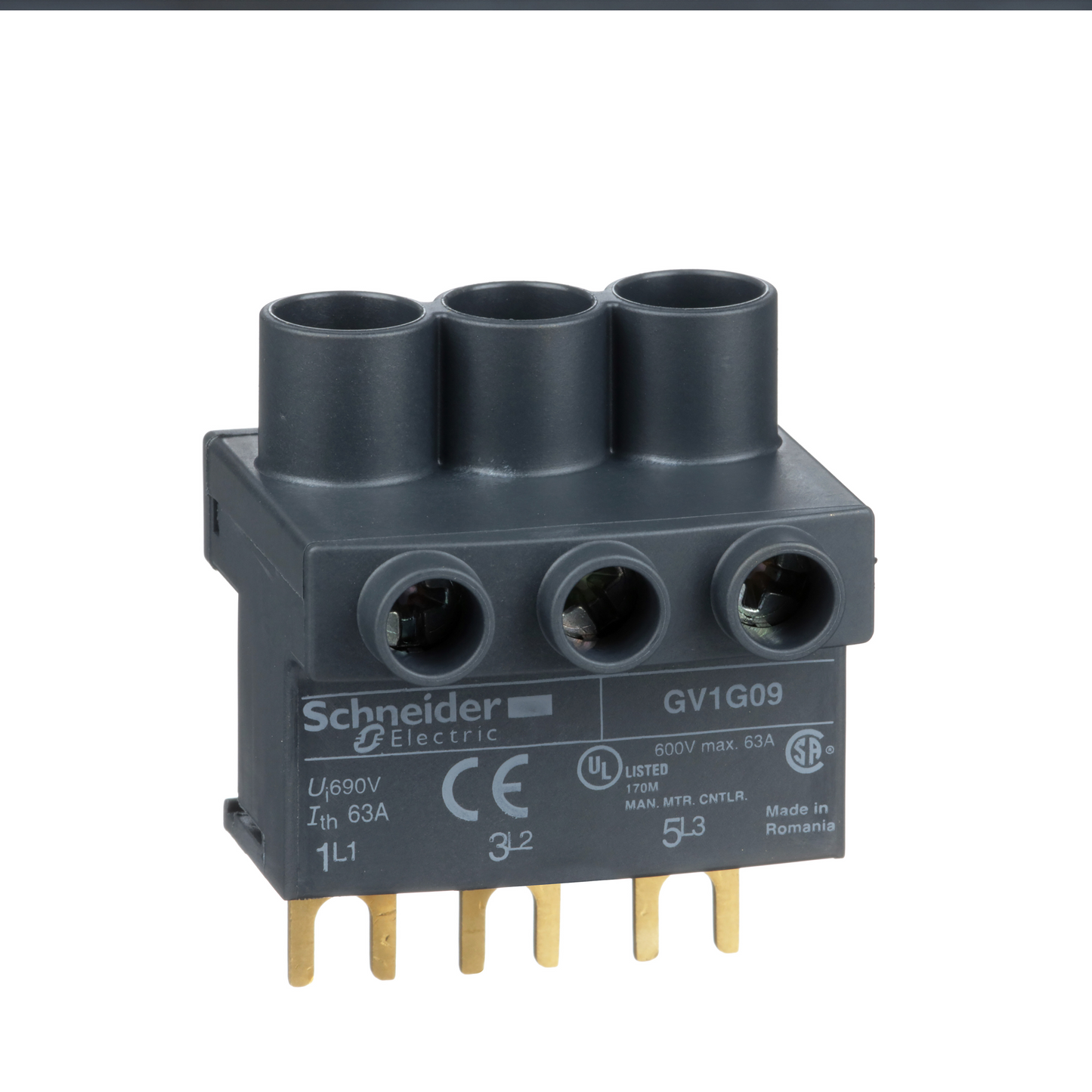 Schneider Electric-GV1G09-TeSys GV - bornier - pour alimenter jeux de barres tripolaires GV2 - par le haut