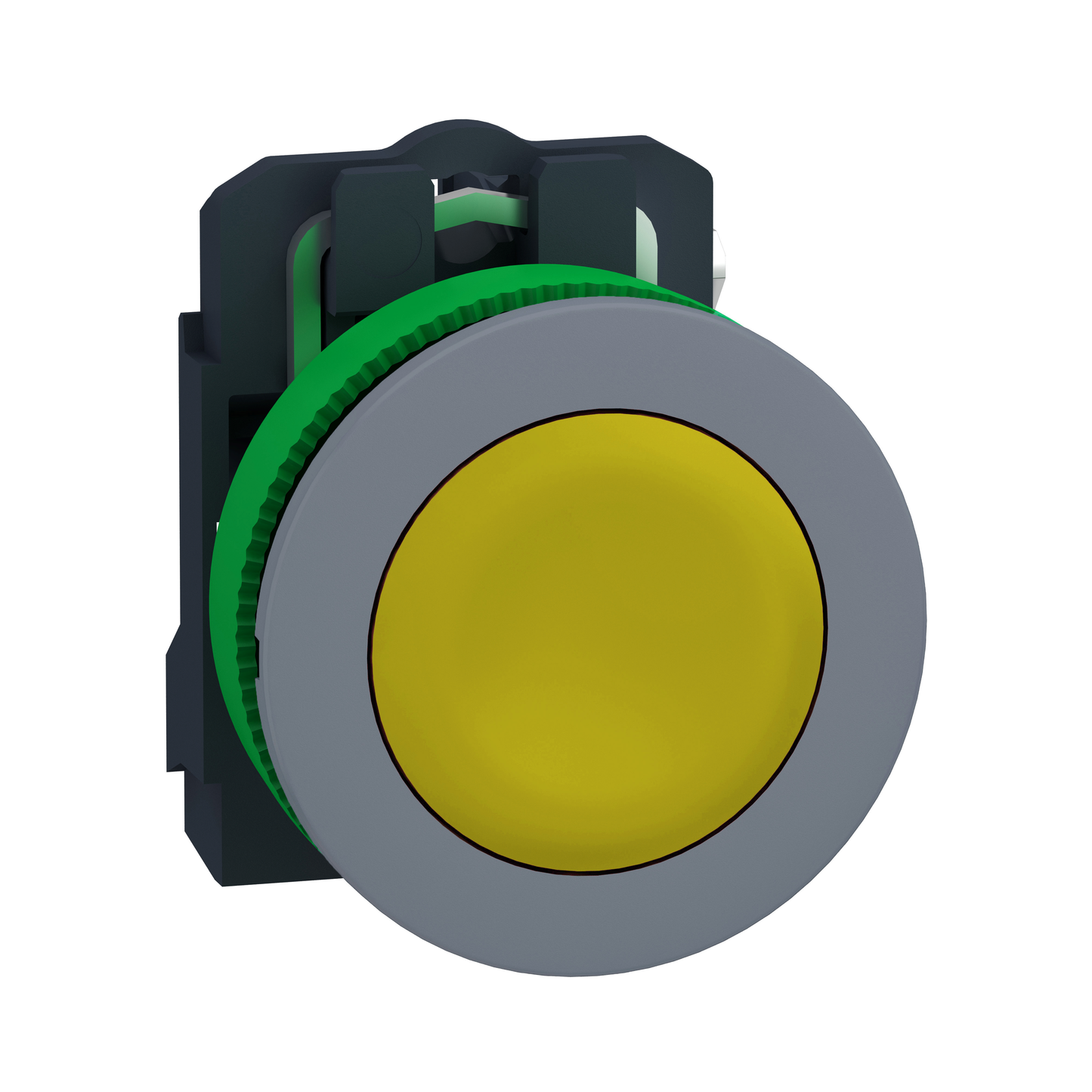 Schneider Electric-XB5FA51C0-Harmony XB5 - bouton poussoir à impulsion - Ø22 - col flush grise - jaune - 1F