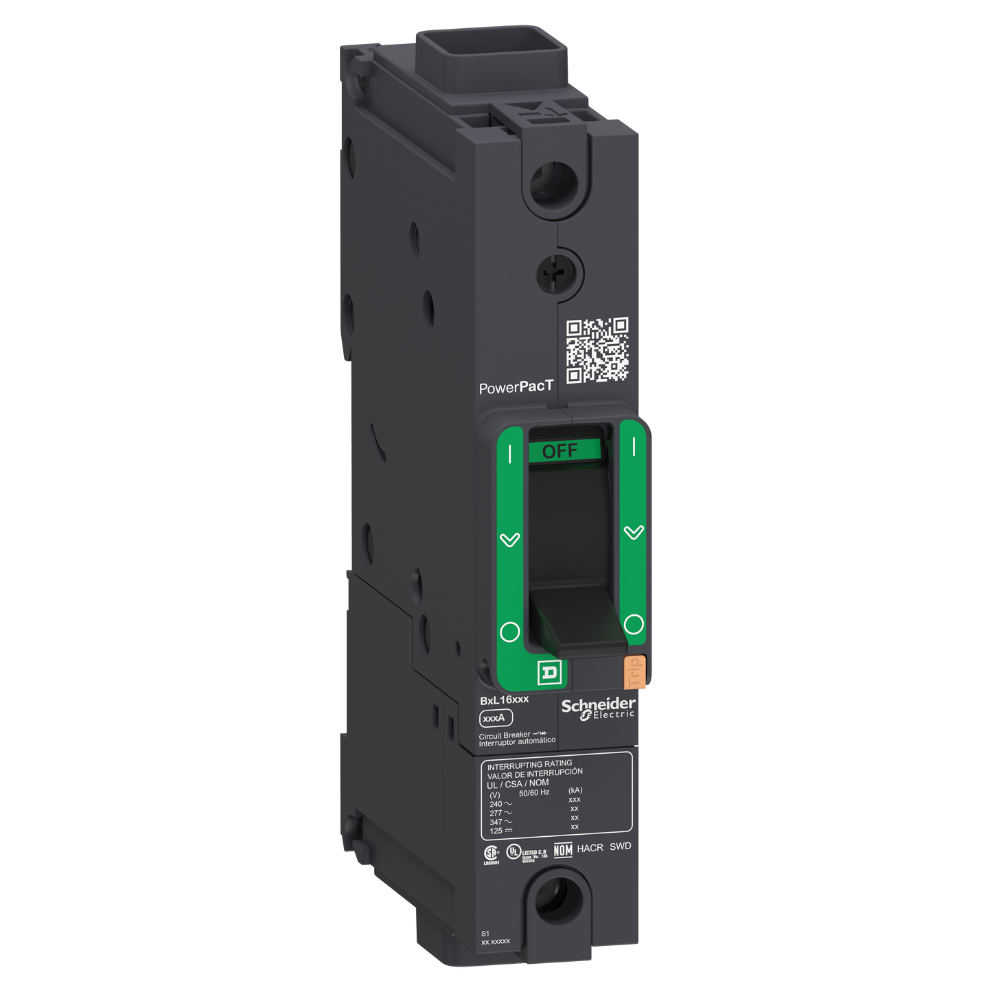 Schneider Electric-BJF16080-PowerPact B - disjoncteur BJ - 65kA 347V - TM80D - 1P - cosse
