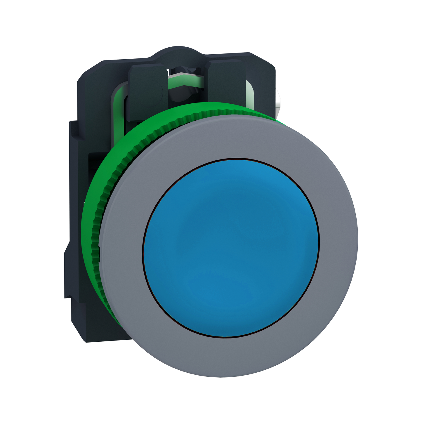 Schneider Electric-XB5FA61C0-Harmony XB5 - bouton poussoir à impulsion - Ø22 - col flush grise - bleu - 1F