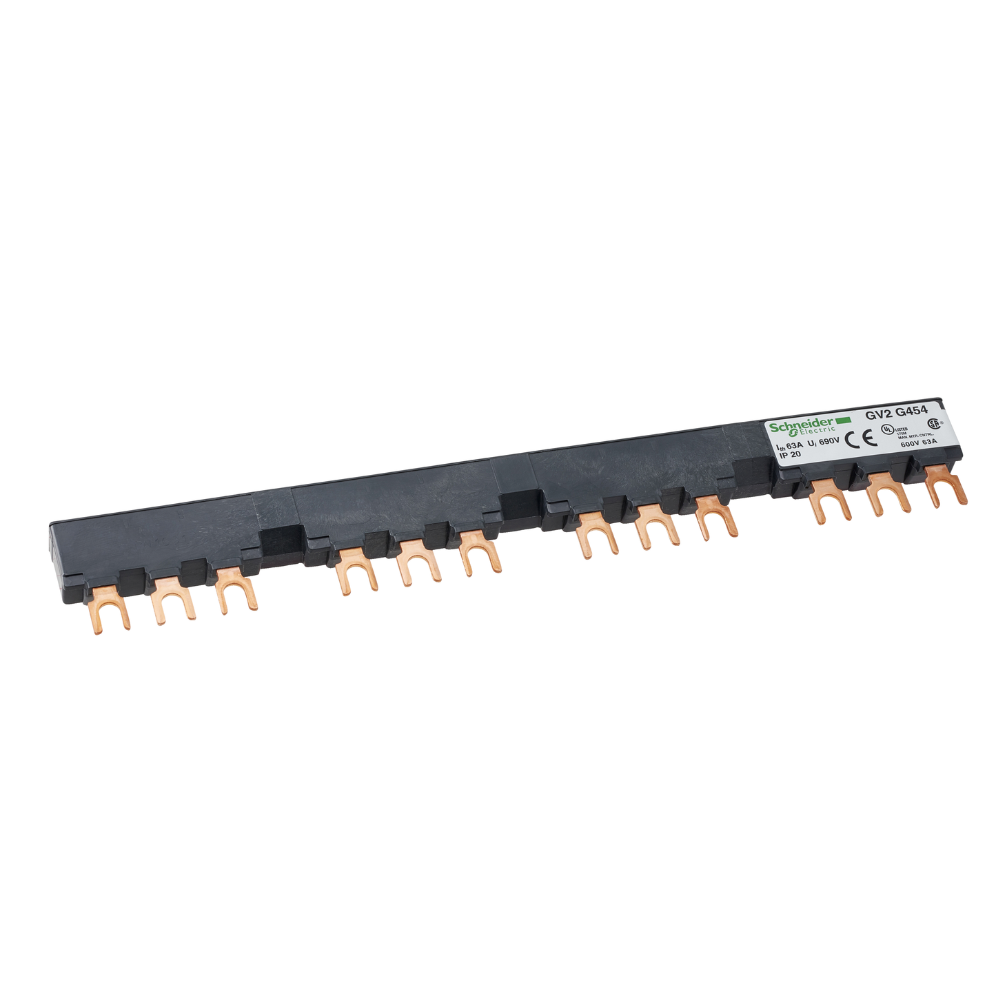 Schneider Electric-GV2G454-TeSys GV - jeu de barre tripolaire - 63A - 4 dérivations - pas 54 mm