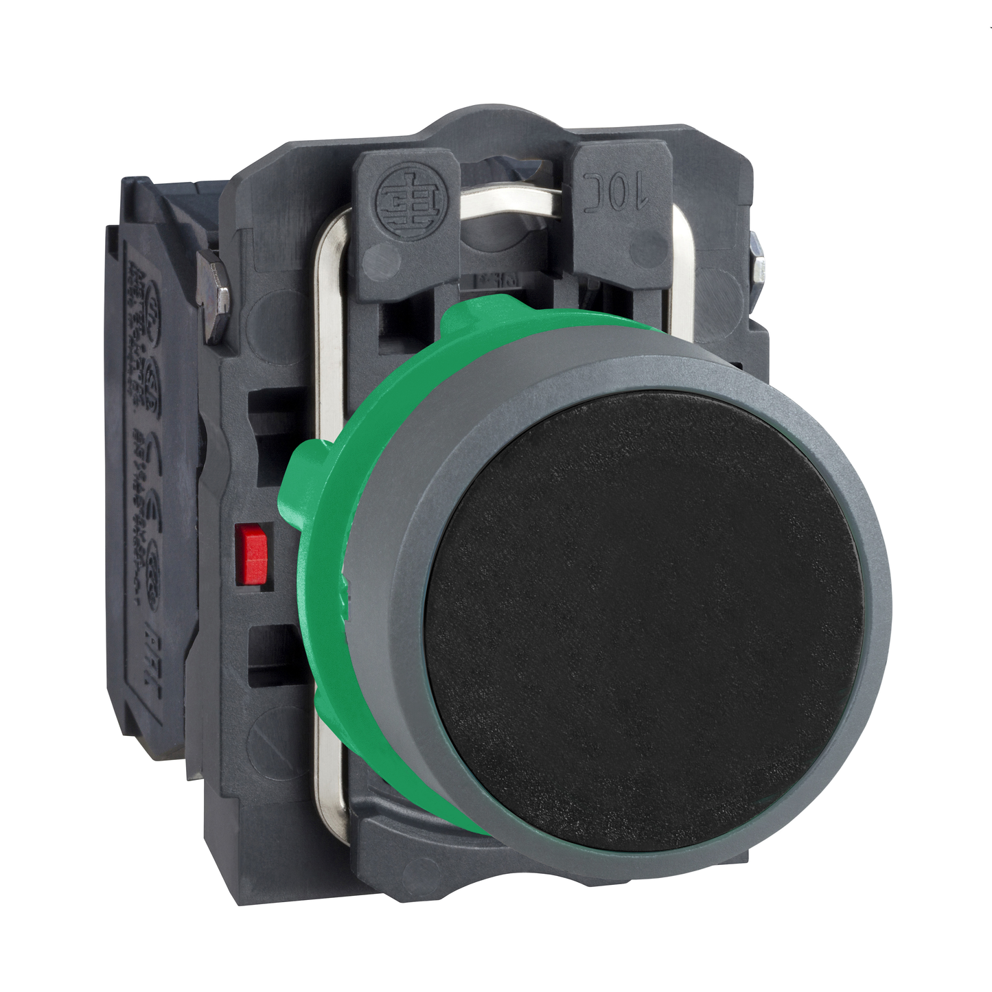 Schneider Electric-XB5AA25C0-Harmony XB5 - bouton poussoir à impulsion - Ø22 - col grise - noir - 1O+1F - vis