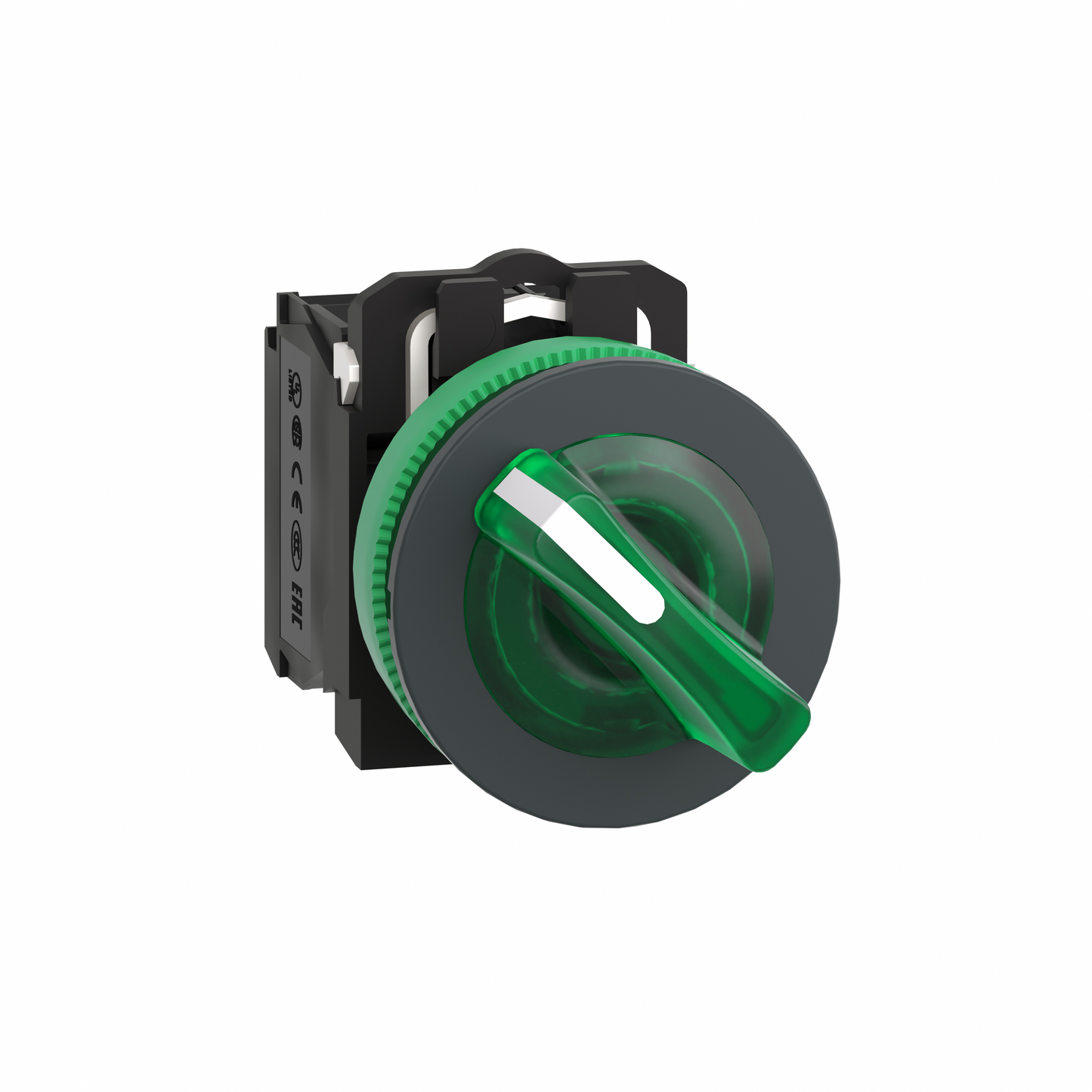 Schneider Electric-XB5FK123B5-Harmony XB5 - bouton à man lumin - flush - 2 pos fix - vert - 1O+1F - 24V