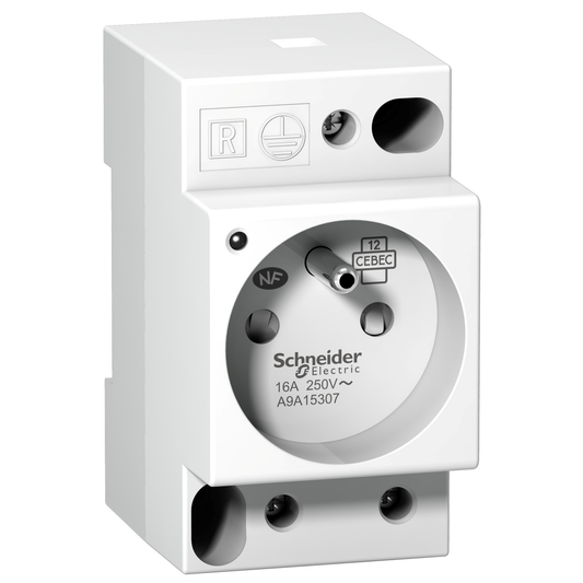 Schneider Electric-A9A15307-Prise de courant modulaire 16A 2P+T avec voyant standard français 250V