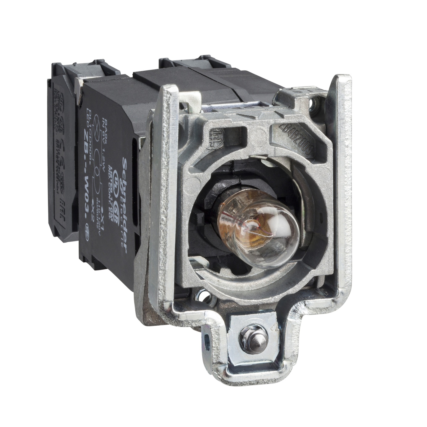 Schneider Electric-ZB4BW035-Harmony XB4 - corps bouton poussoir lumineux BA9s - 1O+1F - transfo 110V
