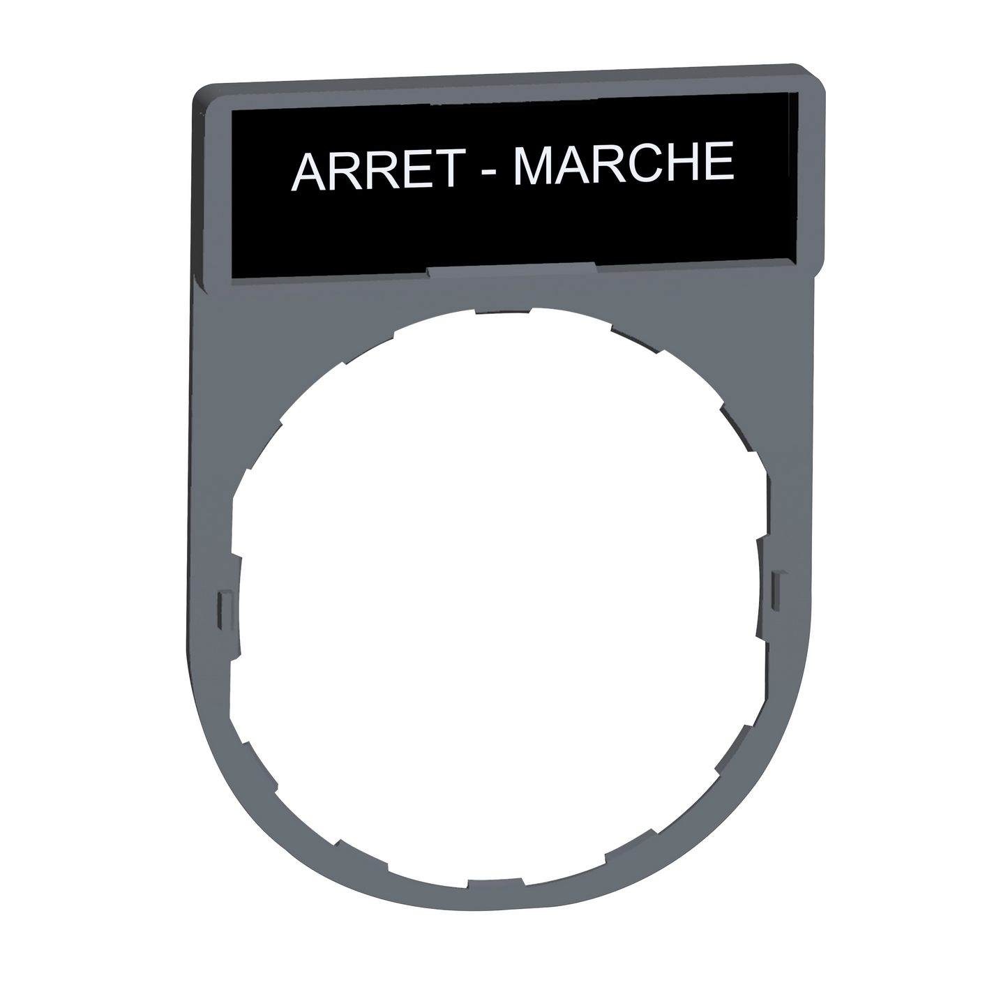 Schneider Electric-ZBY2166C0-Harmony - porte-étiquette plate 30x40 - plast gris - avec étiq 8x27 ARRET-MARCHE