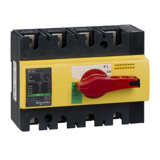 Schneider Electric-28925-ComPacT INS - Interrupteur sectionneur - INS100 4P 100A - poignée rouge