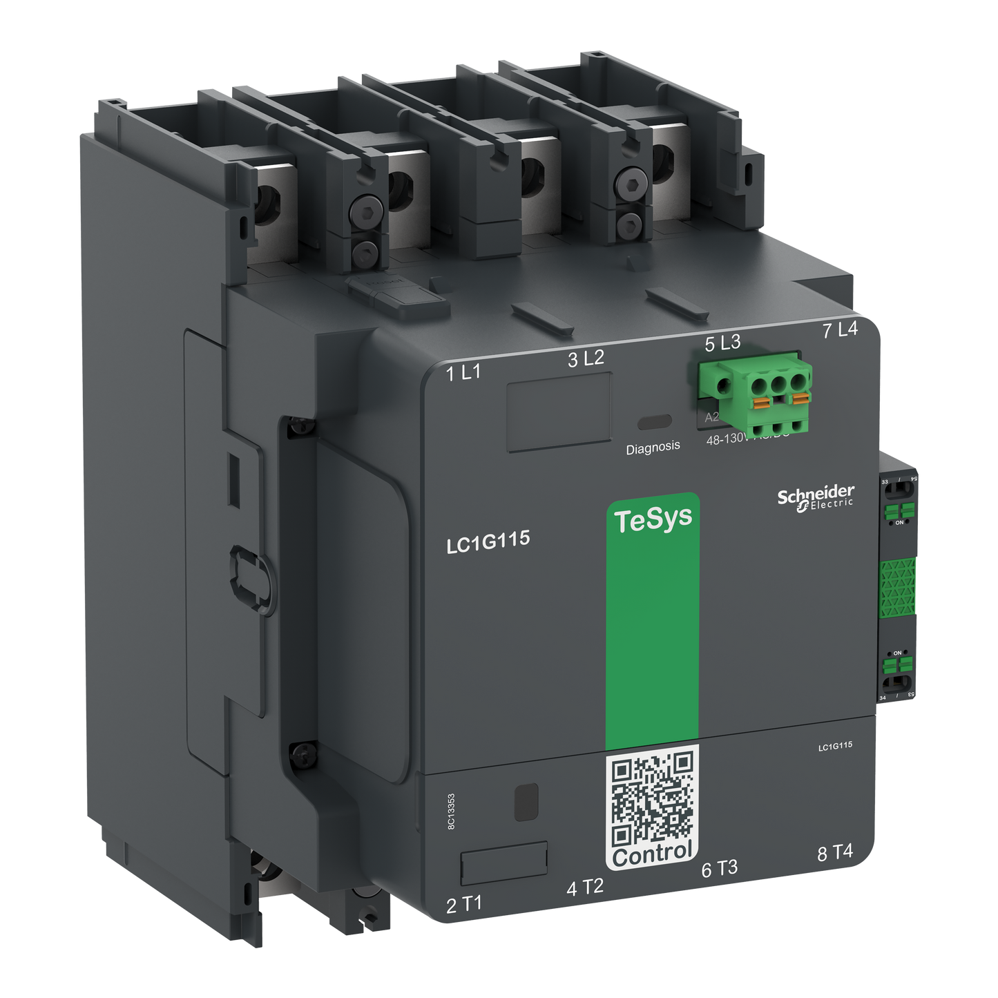 Schneider Electric-LC1G1154KUEN-Contacteur TeSys LC1G 115A 440V 4P AC3 Standard 100-250V AC-DC bobine