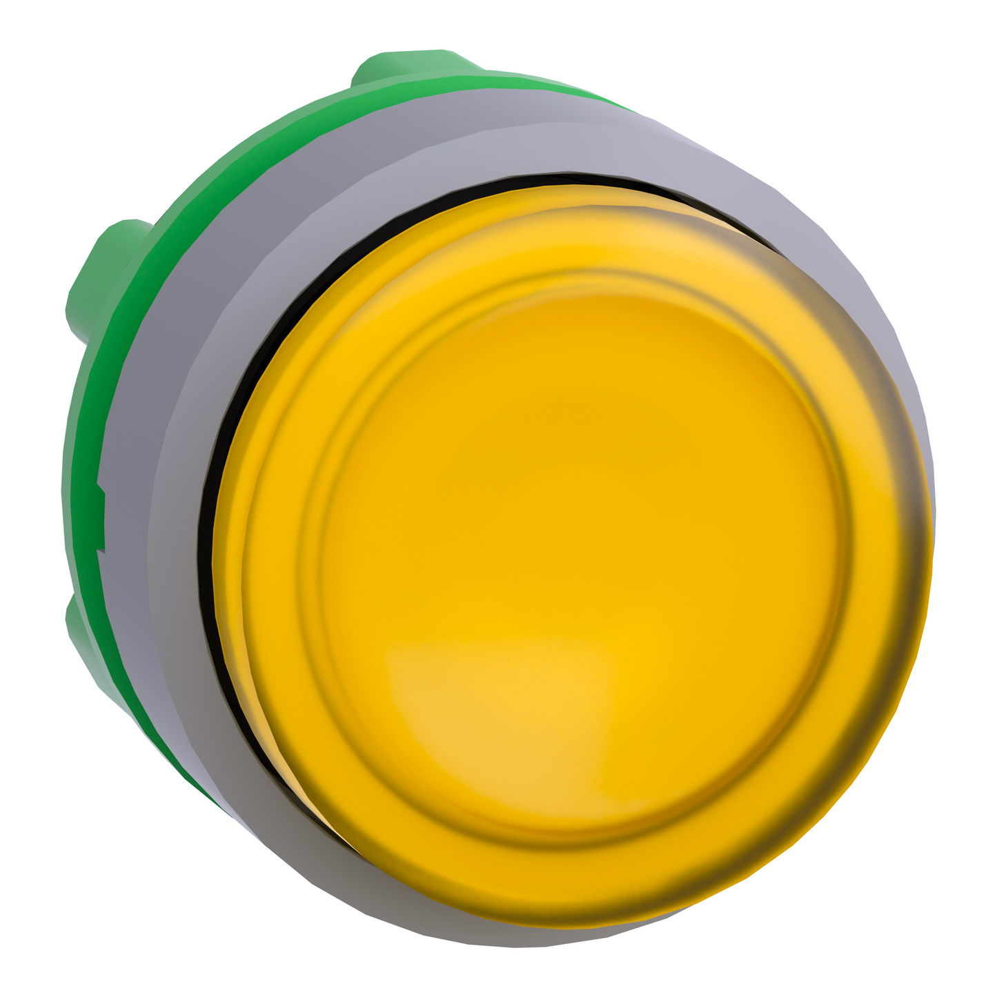 Schneider Electric-ZB5AH83C0-Harmony XB5 - tête bouton pous-pous lumin - Ø22 - col grise - dépassant - jaune