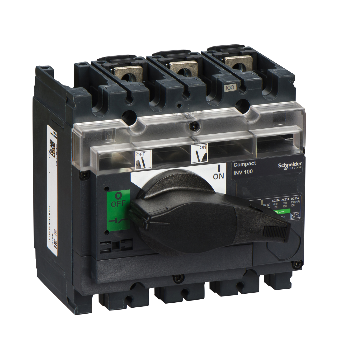 Schneider Electric-31160-interrupteur sectionneur à coupure visible - poignée noire -  INV100 3P 100A