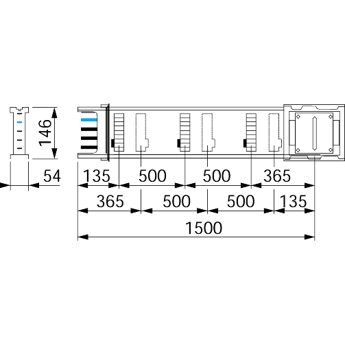 Schneider Electric-KSA400ED4156-Canalis KSA - élément droit 400A - 1,5m - 6 fenêtres