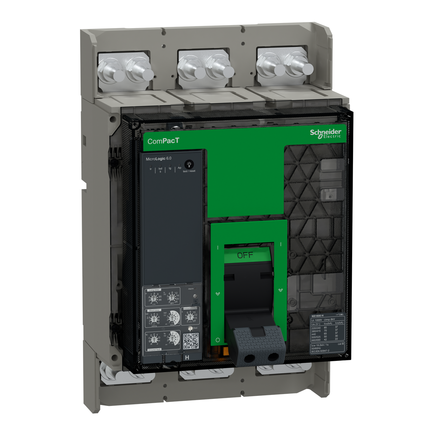 Schneider Electric-C160H360FM-ComPacT NS1600H - disjoncteur - MicroLogic 6.0 1600A - 3P - 70kA - fixe - manuel