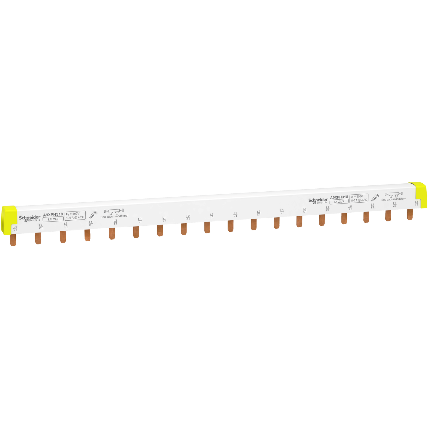 Schneider Electric-A9XPH318-Acti9 iC60 - peigne de raccordement à dents - 3P - 100A - 18 modules de 18mm