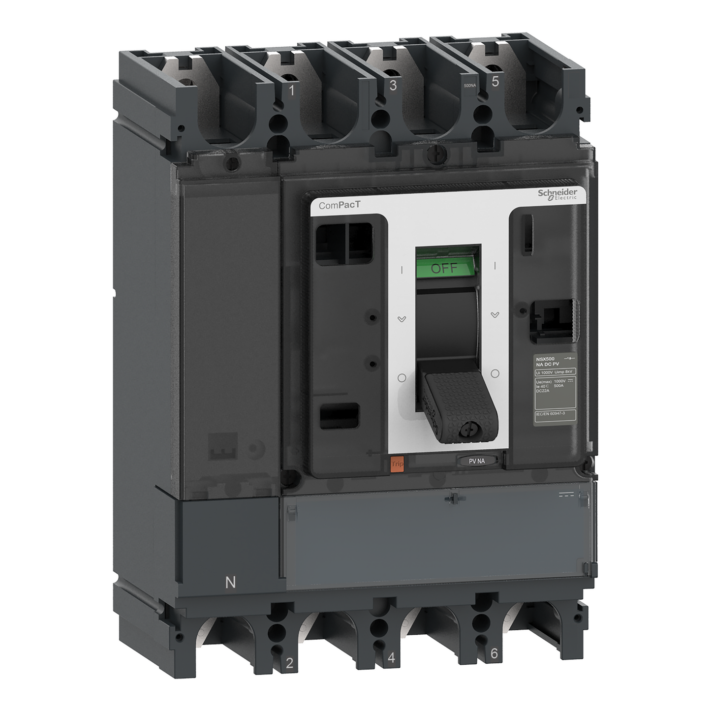 Schneider Electric-C634500D1S-ComPacT NSX500 NA DC PV - interrupteur sectionneur CC PV - 500A - 4P - fixe