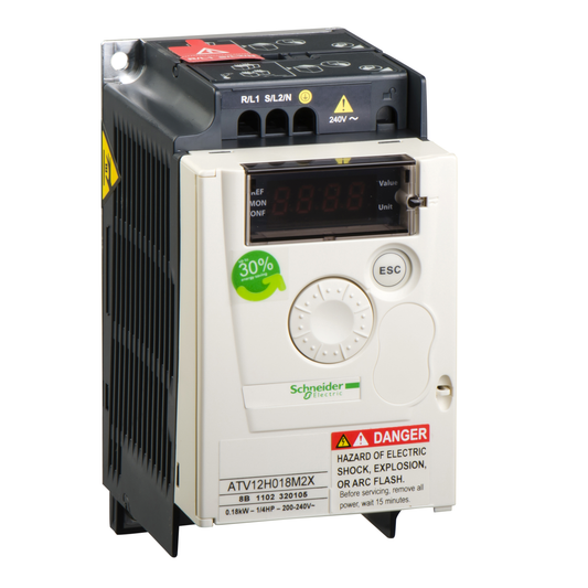 Schneider Electric-ATV12H018M2X-Altivar - Atv12 0.18kw 240v 1ph 0.2 5hp radiateur t