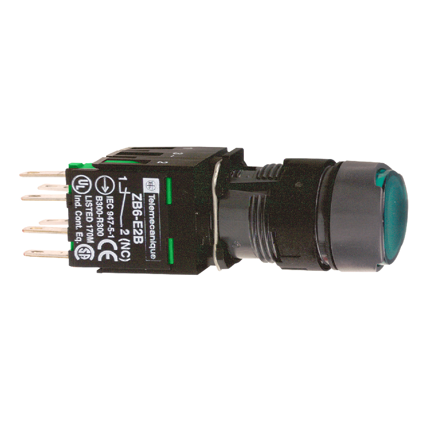 Schneider Electric-XB6AF3B1B-Harmony XB6 - bouton-pous. lum. complet - tête ronde - vert - Ø16 - 24V - 1F