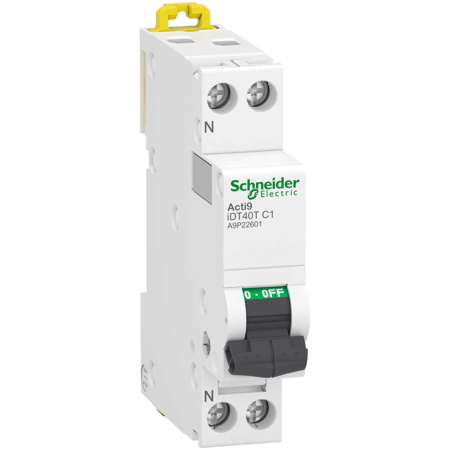 Schneider Electric-A9P22601-Acti9 iDT40T - Disjoncteur modulaire - 1P+N - 1A - Courbe C - 4500A/6kA
