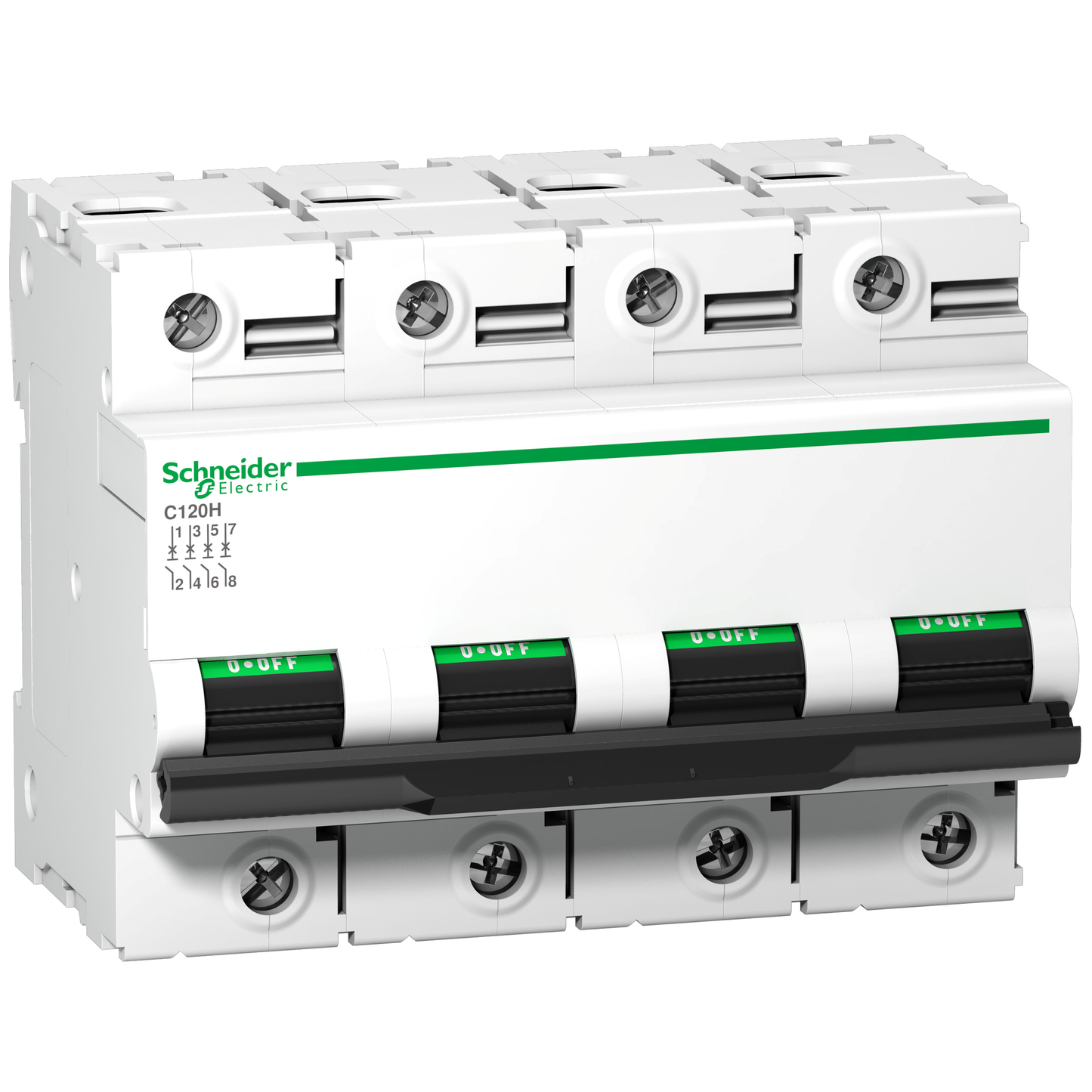 Schneider Electric-A9N18434-Acti9 C120H Disjoncteur Modulaire 4P 63 A, courbe B, 15 kA