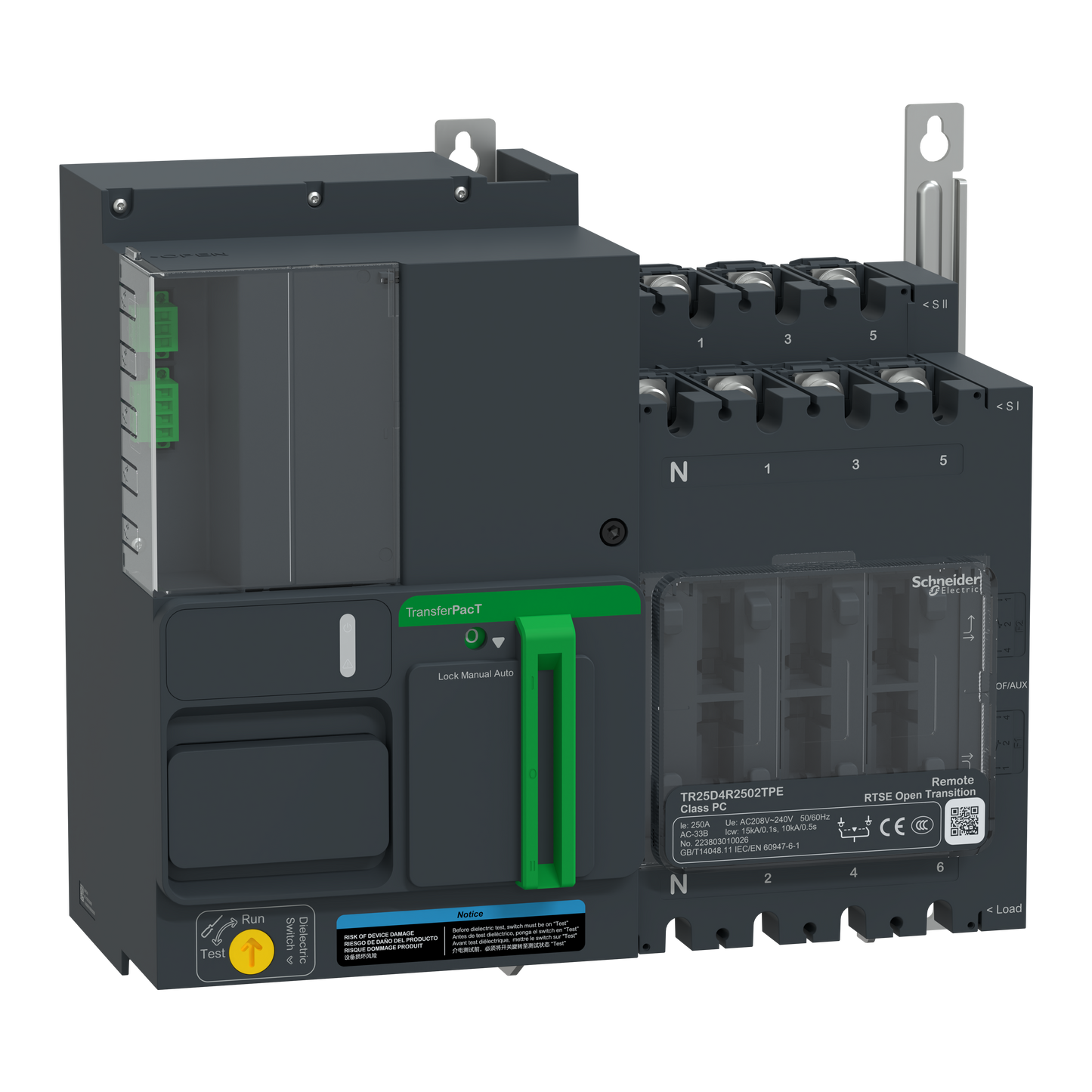 Schneider Electric-TR25D4R2502TPE-TR250 250A 4P TELECOMMAND 208V