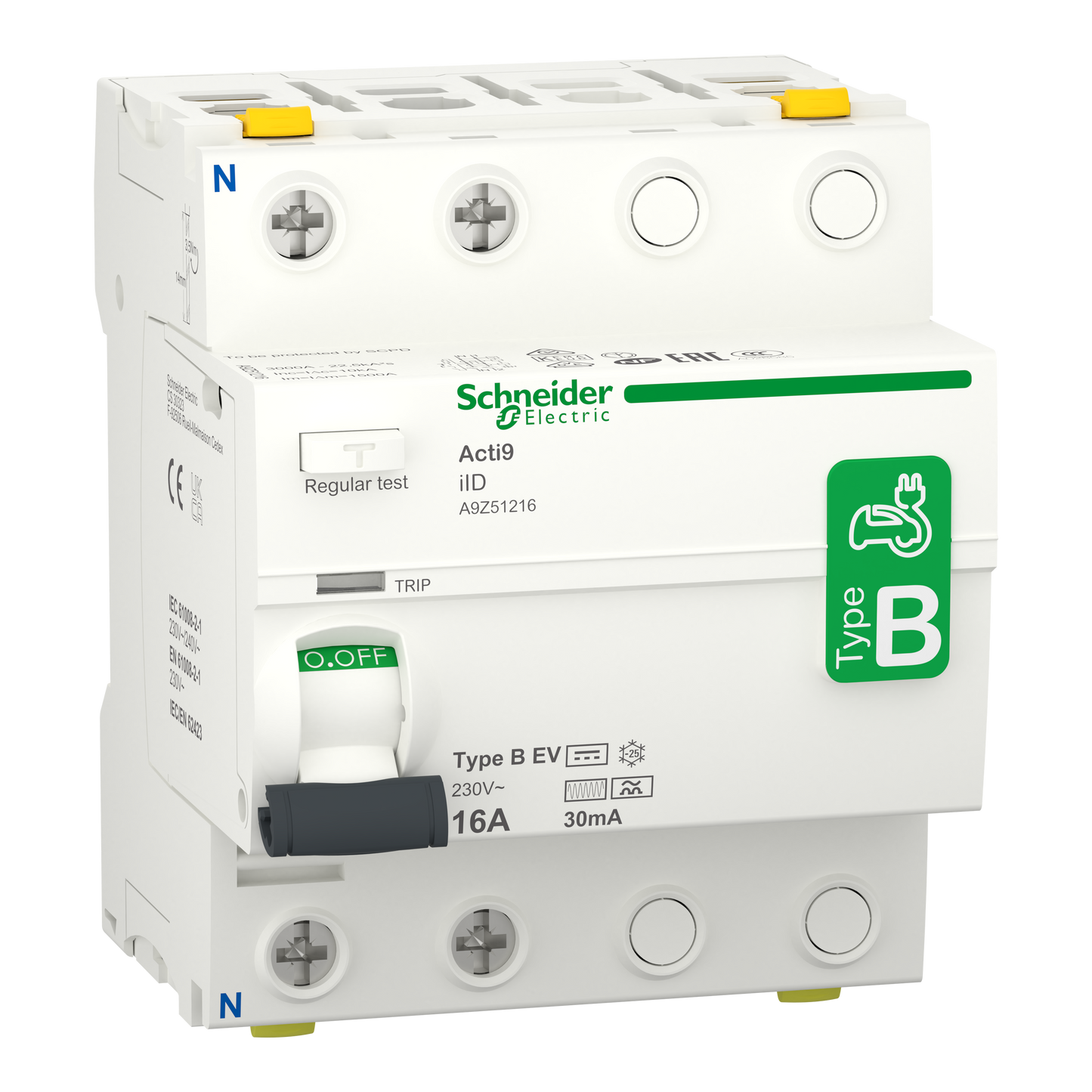 Schneider Electric-A9Z51216-Acti9 iID - interrupteur différentiel - 2P - 16A - 30mA - type B - EV - 230V