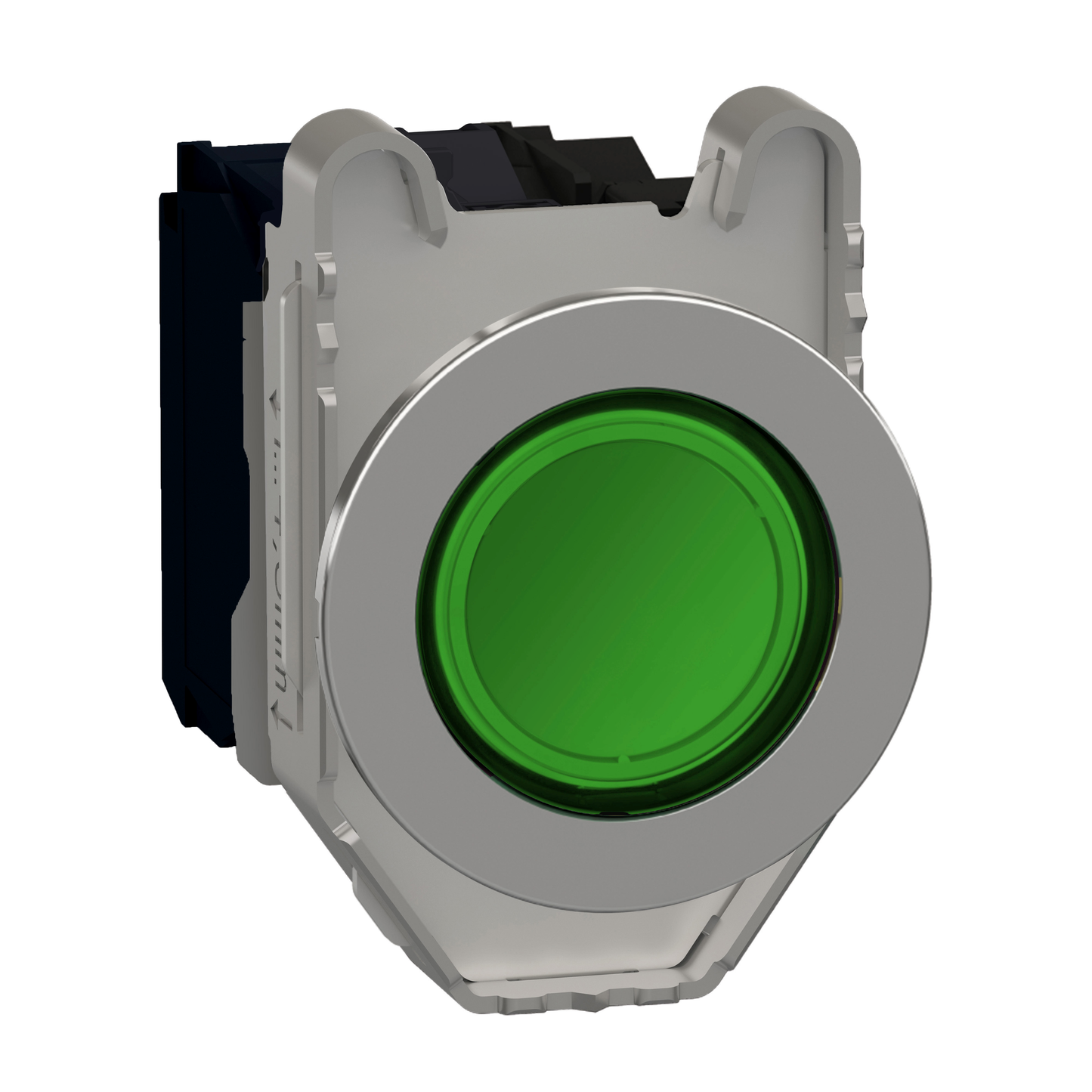 Schneider Electric-XB4FW33M5-Harmony XB4 - BP lumineux DEL - flush - vert - 1O+1F - 230V - vis étrier