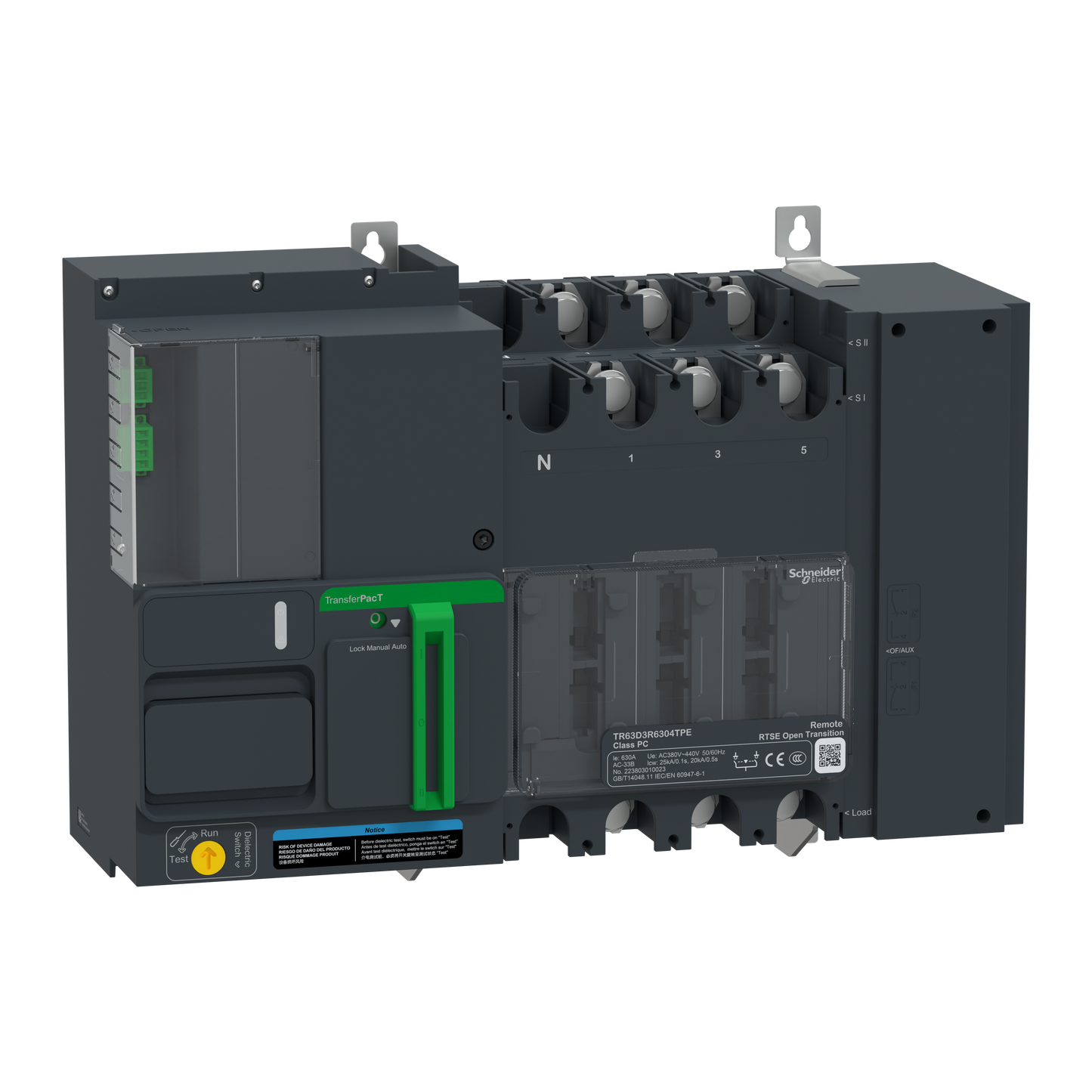 Schneider Electric-TR63D3R5004TPE-TransferPacT TR630 - inverseur de sources - télécommandé - 500A - 3P - 400Vca