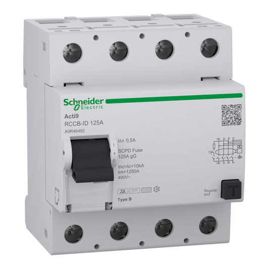 Schneider Electric-A9R46492-RCCB-ID 4P 125A 500mA Type B