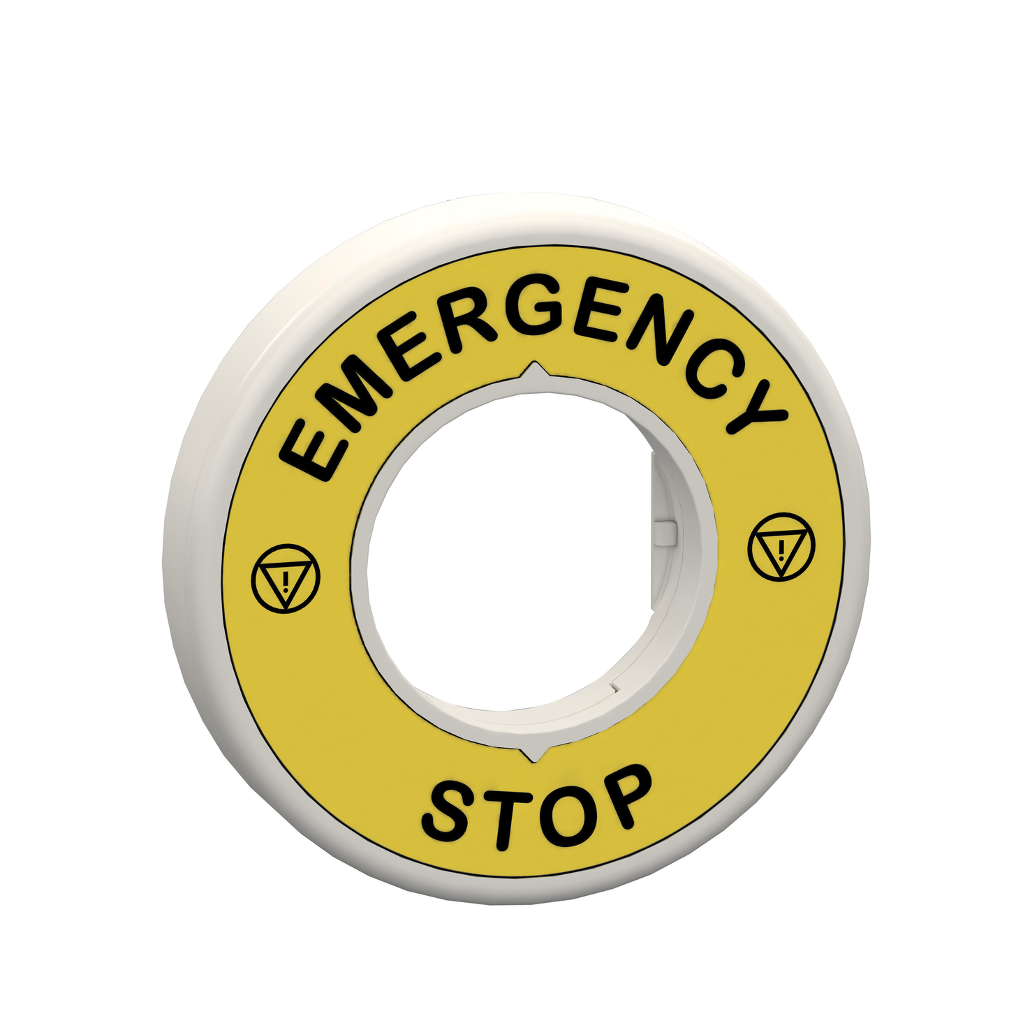 Schneider Electric-ZBY9W3B330-Harmony - étiquette lumin blanc rouge - Ø60 - EMERGENCY STOP - fond jaune - 24V
