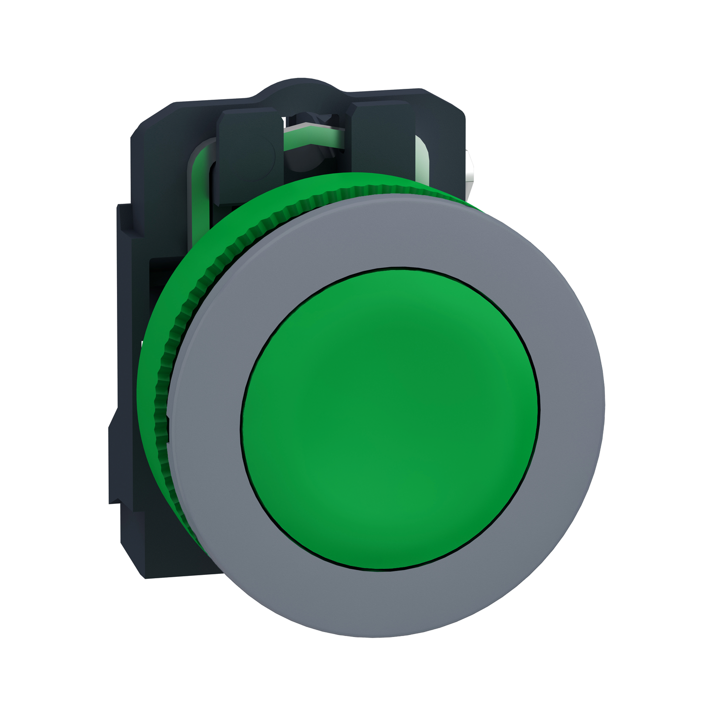 Schneider Electric-XB5FA31C0-Harmony XB5 - bouton poussoir à impulsion - Ø22 - col flush grise - vert - 1F