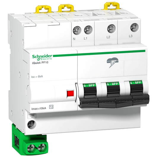 Schneider Electric-A9L16618-Acti9 - iQuick PF10 - Parafoudre - 3P+N - 230/400V - 10kA - avec câble de terre