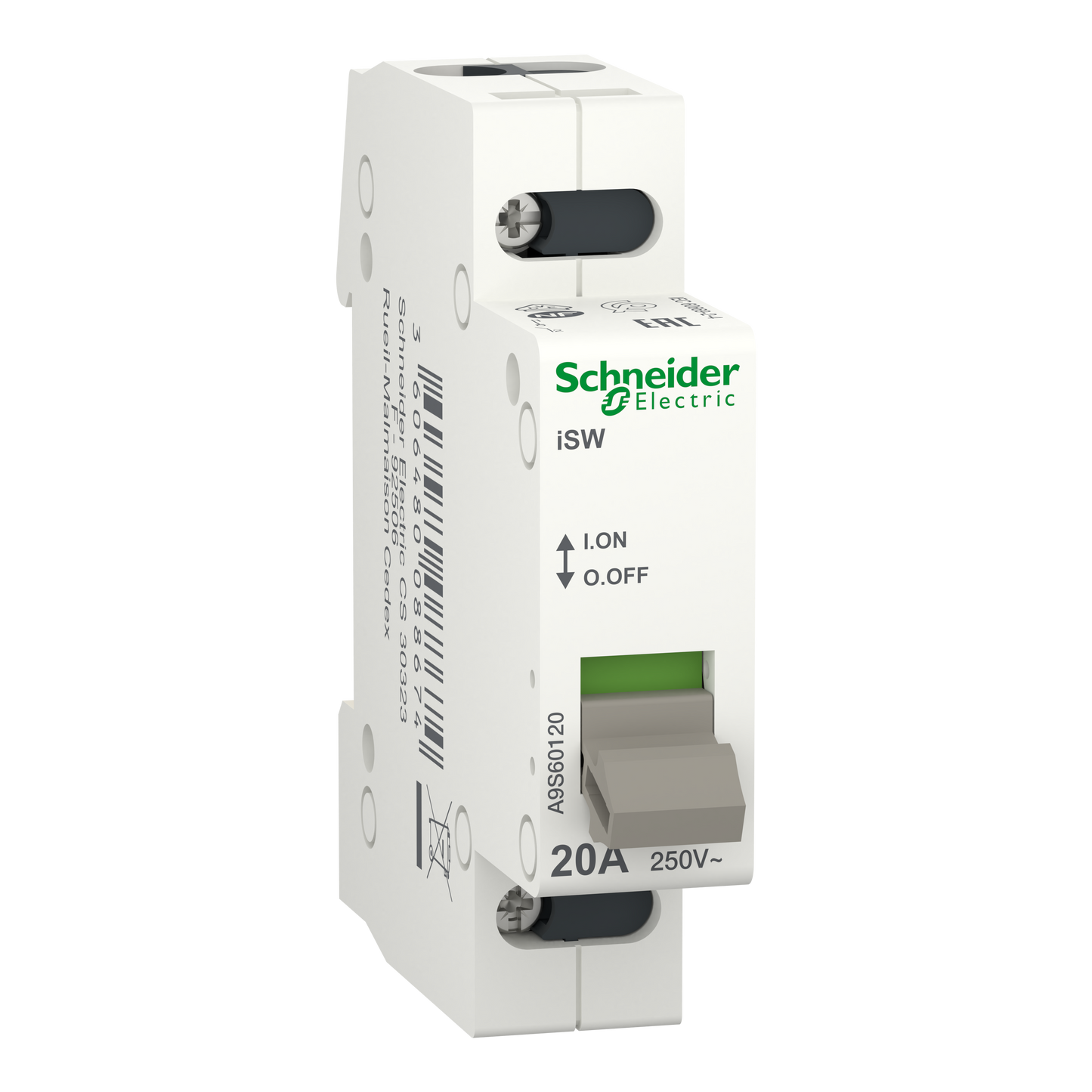 Schneider Electric-A9S60120-Acti9, iSW interrupteur de commande 1P 20A 250VCA