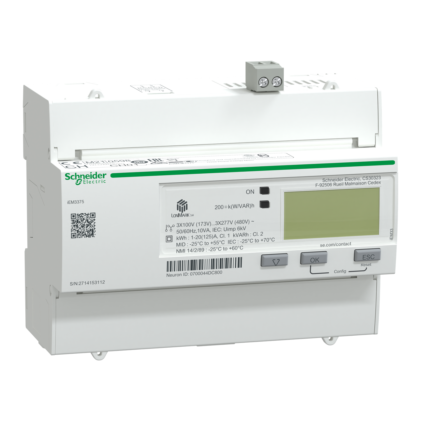 Schneider Electric-A9MEM3375-Compteur triphasé iEM3375