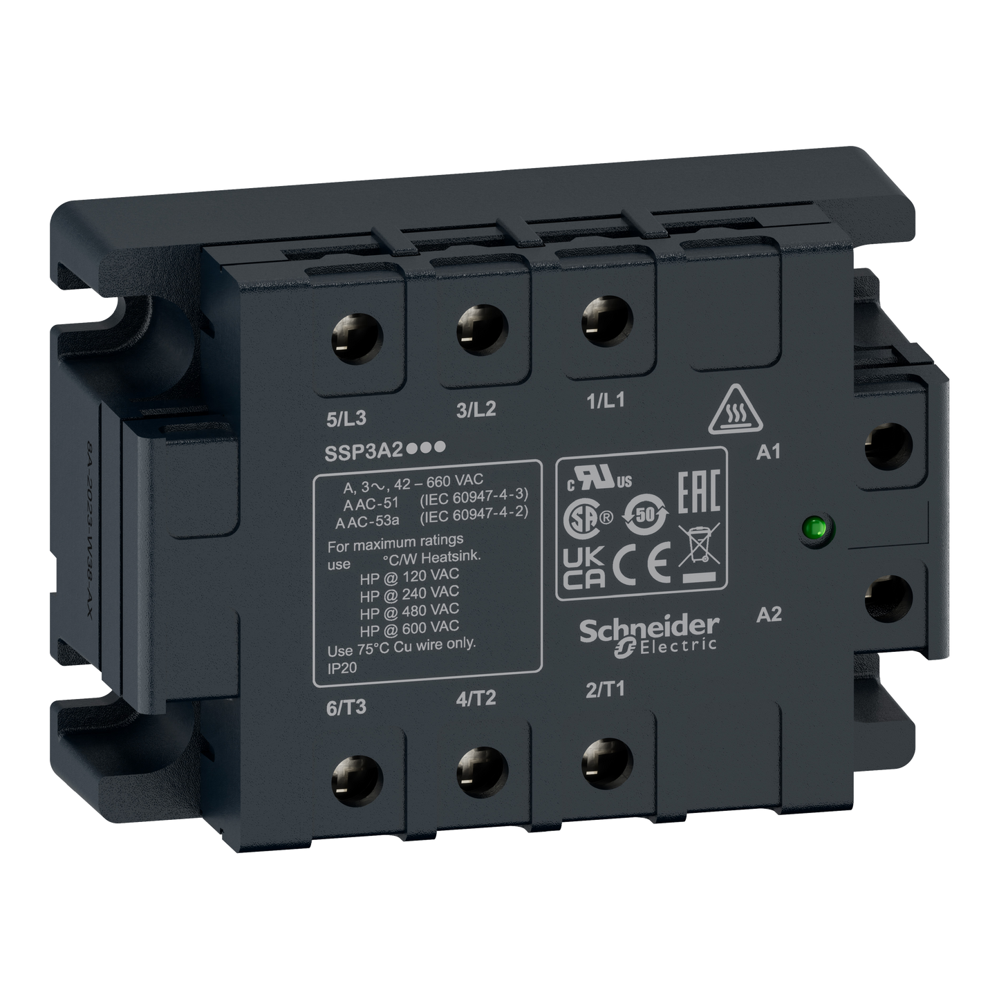 Schneider Electric-SSP3A225P7T-3 PHASE SSRELAIS 660VAC 25A