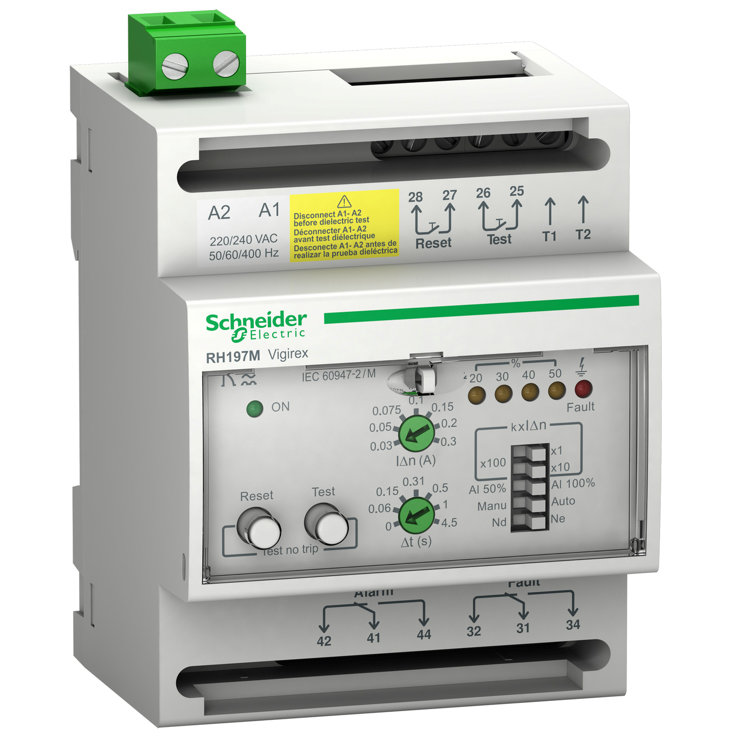 Schneider Electric-56518-Vigirex - relais différentiel RH197M - sensibilité 0,03-30A - 0-4,5s - 415Vca